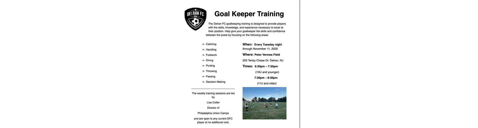 Goalie Training