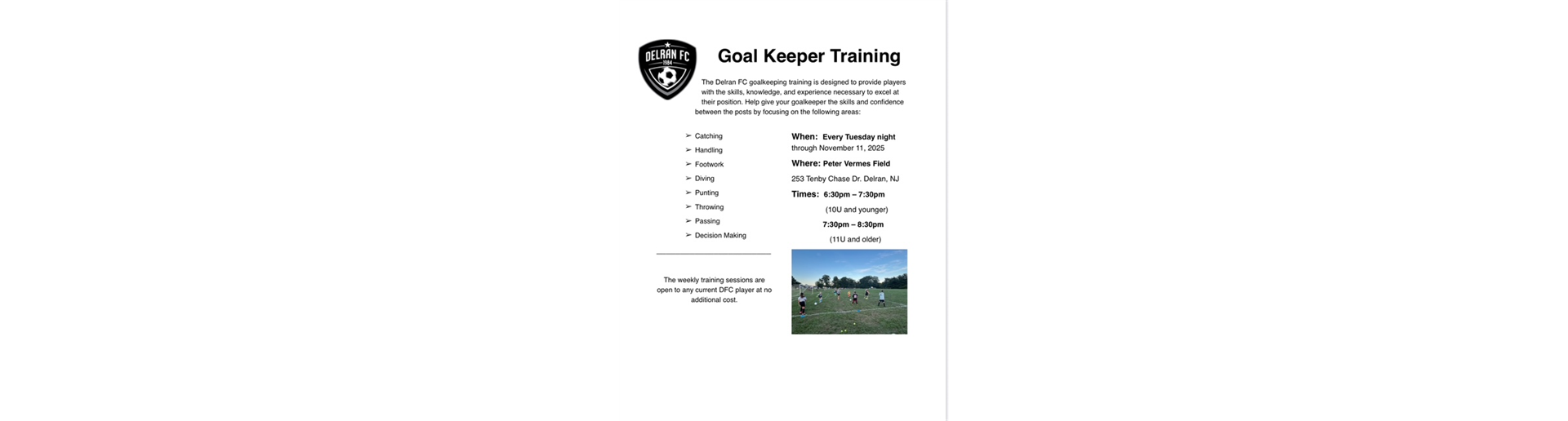 Goalie Training